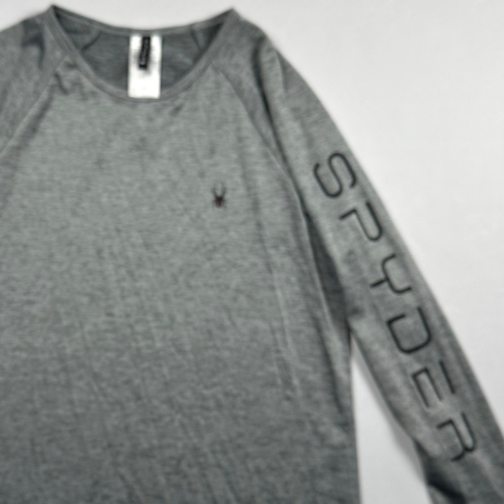 Spyder Mens Long Sleeve Performance Shirt Gray Heathered Logo Size Medium